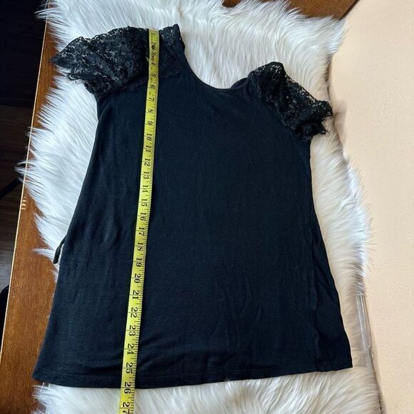 A Pea In The Pod Maternity Black Short Lace Sleeve Linen Blouse Size Small - Picture 9 of 9